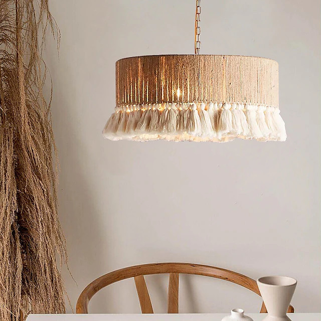Bohemia Tassel Pendant Light 1 Lights Fringe Chandelier Ceiling Light Handmade ,Boho Light Fixtur... | Lightinthebox