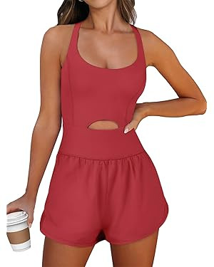 Caracilia Women's Workout Athletic Romper Summer Sets Short Jumpsuits Onesie Running Outfits Exer... | Amazon (US)