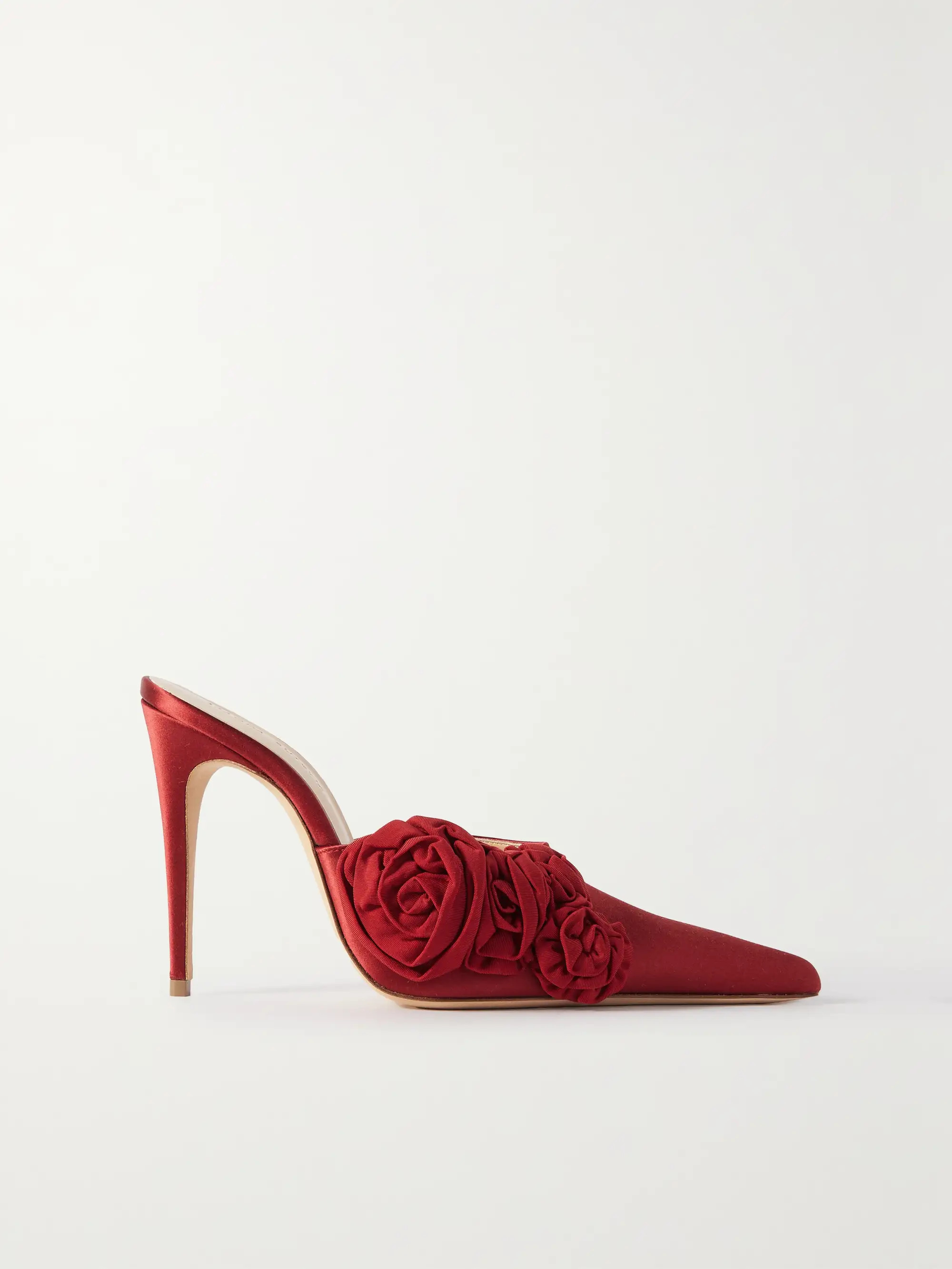 Appliquéd satin mules | NET-A-PORTER (US)