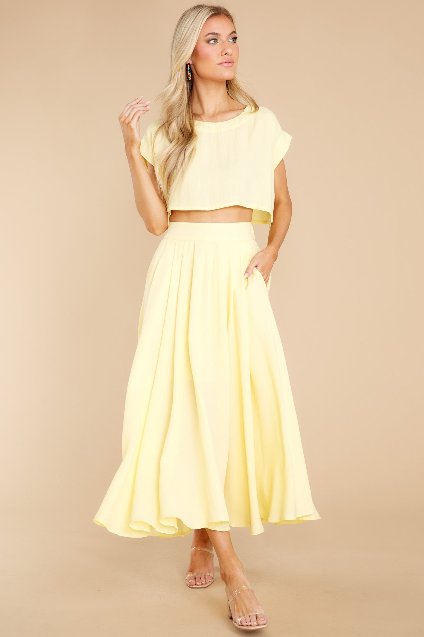 Sweet Memory Of Us Pastel Yellow Two Piece Set | Red Dress 