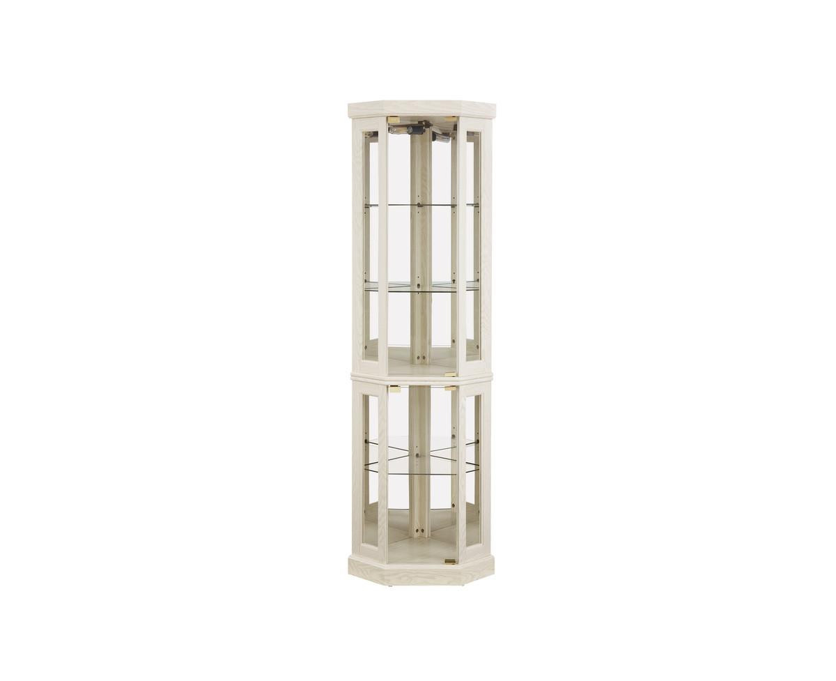 Corner Glass Cabinet with Lighted Included - Beige | Macy's