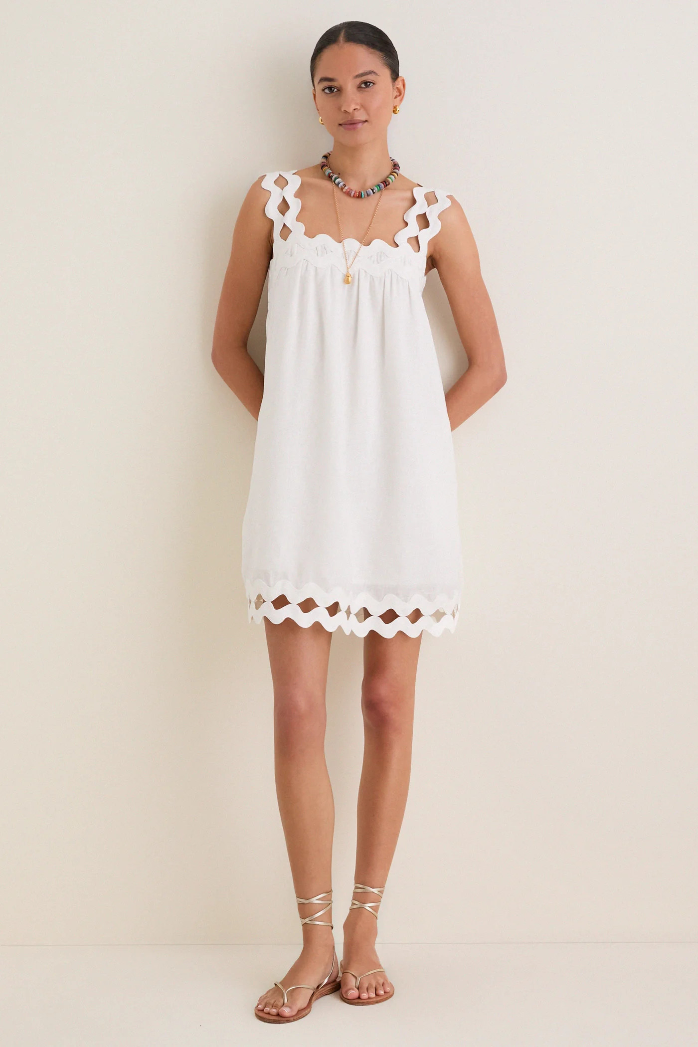 White Ric Rac Linen Ellis Mini Dress | Tuckernuck (US)