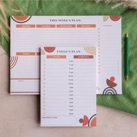 Weekly & Daily Planner Pad Set Abstract Boho | Back To School Planners Notepad To-Do List Desk | Etsy (US)