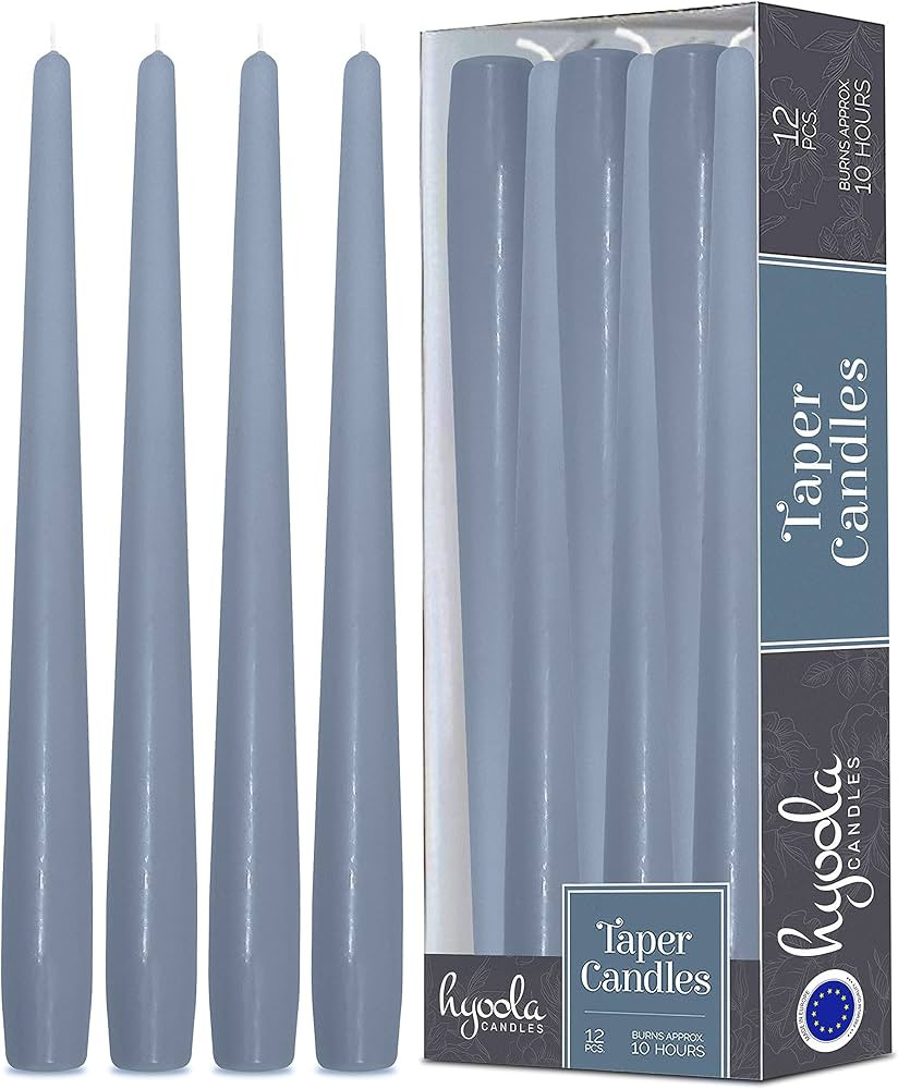Hyoola Tall Taper Candles - 12 Inch Grey Blue Unscented Dripless Taper Candles - 10 Hour Burn Time - | Amazon (US)