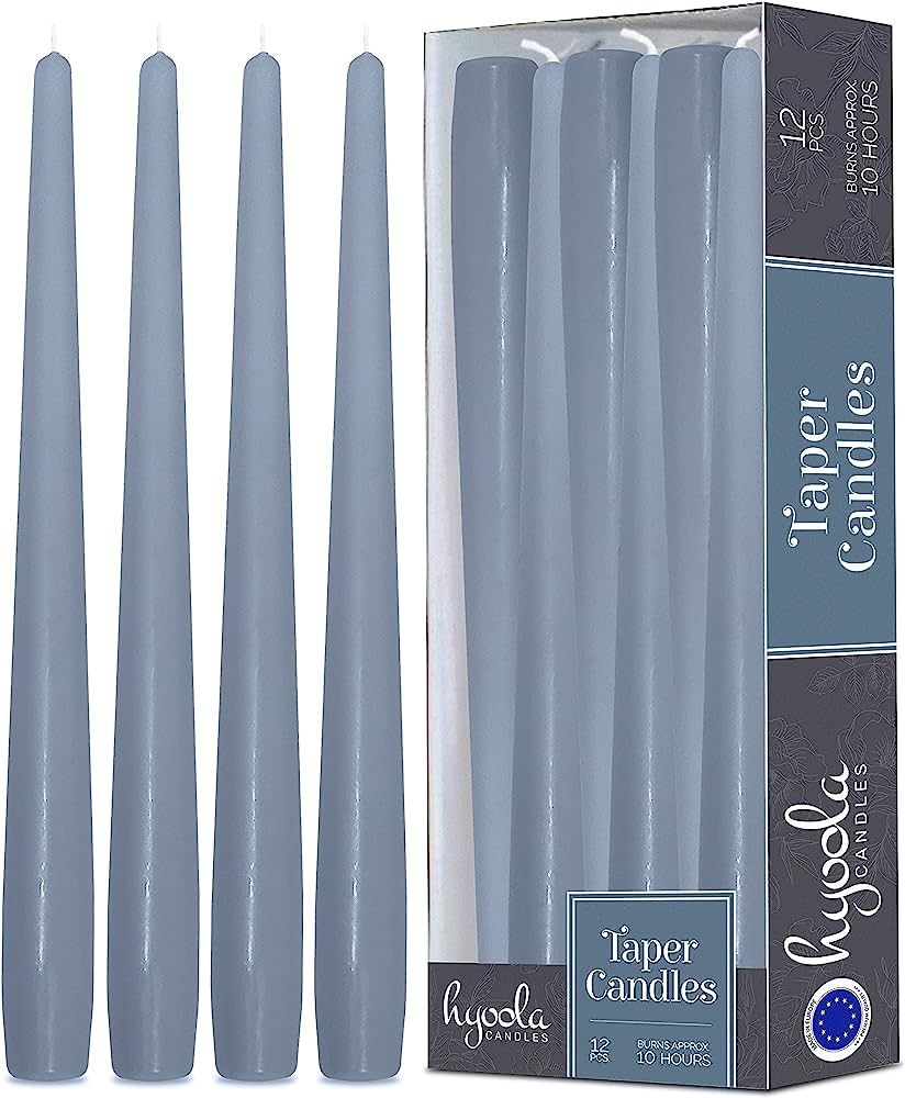 Hyoola Tall Taper Candles - 12 Inch Grey Blue Unscented Dripless Taper Candles - 10 Hour Burn Time - | Amazon (US)