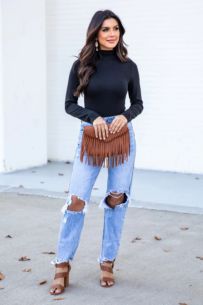 Hit Or Miss Black Mock Neck Bodysuit | Pink Lily