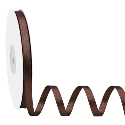 Simplegoal Double Face Brown Satin Ribbon 1/4 Inch X 50 Yards Polyester Brown Ribbons for Gift Wrapping Fabric Ribbon for Crafts Flower Bouquet Sewing Arts Wedding Party Decoration | Amazon (US)