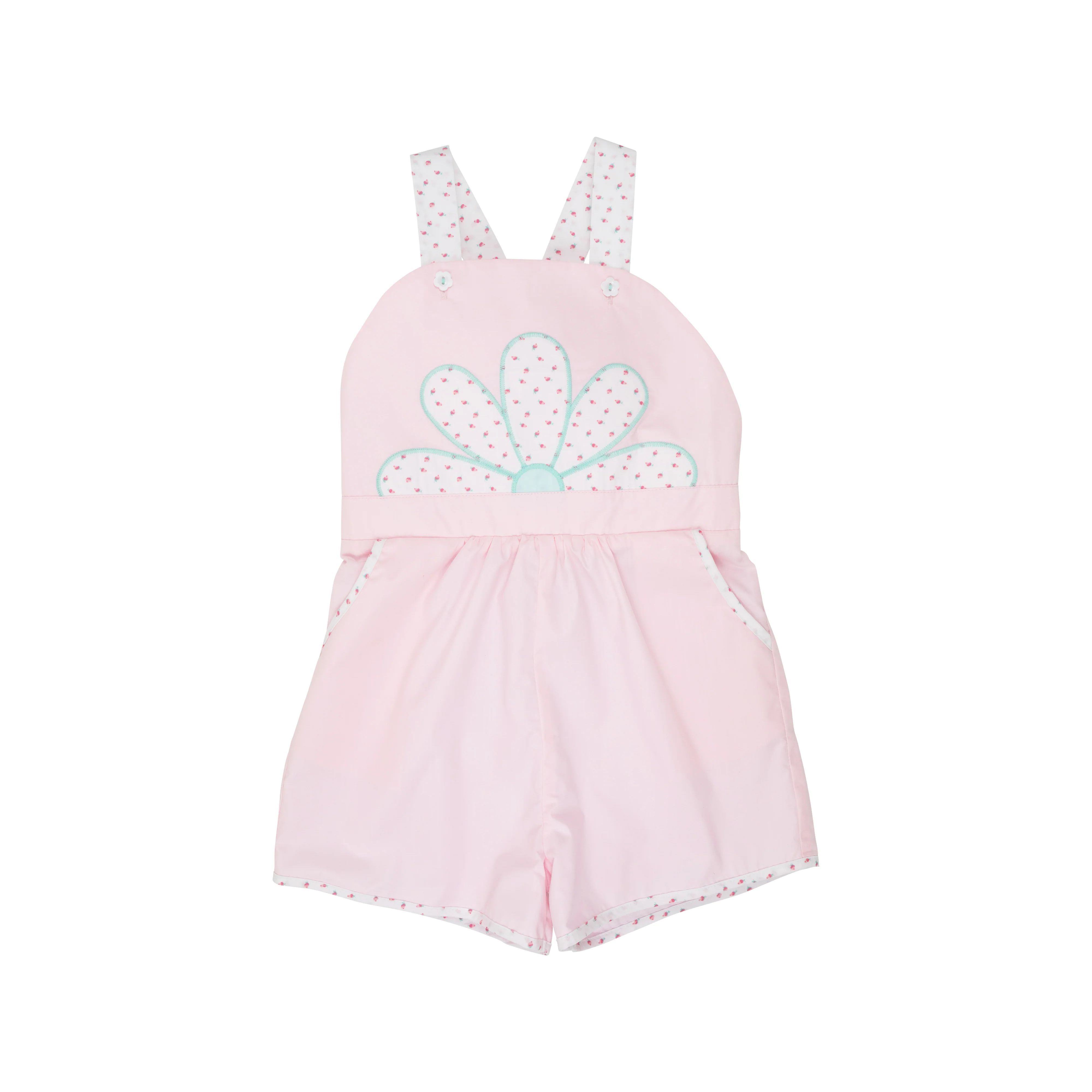 Ruthie Romper - Palm Beach Pink with Port Royal Rosebud | The Beaufort Bonnet Company