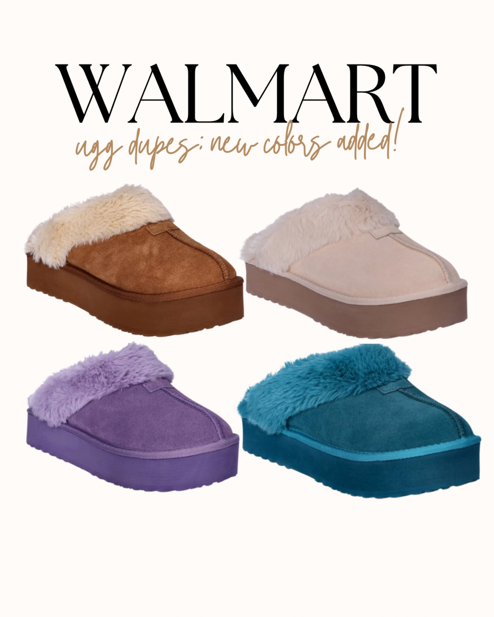 
These $19 UGG platform dupes now come in new colors! I would recommend sizing down, as they do run kinda big! 



#walmart #walmartfashion #walmartstyle #walmartfinds #walmarthaul #uggdupe #platformslippers #houseshoes #platform #fallfashion #fallstyle 

#LTKSale #LTKshoecrush #LTKFind
