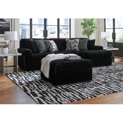 Midnight-Madness Onyx Corduroy 2-Piece RAF Chaise Sectional ottoman | Wayfair North America