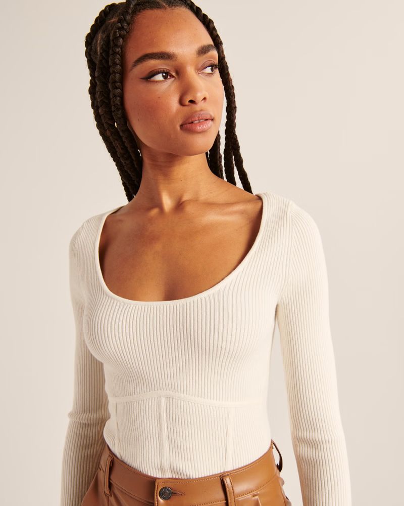 Scoopneck Corset Sweater Top | Abercrombie & Fitch (US)