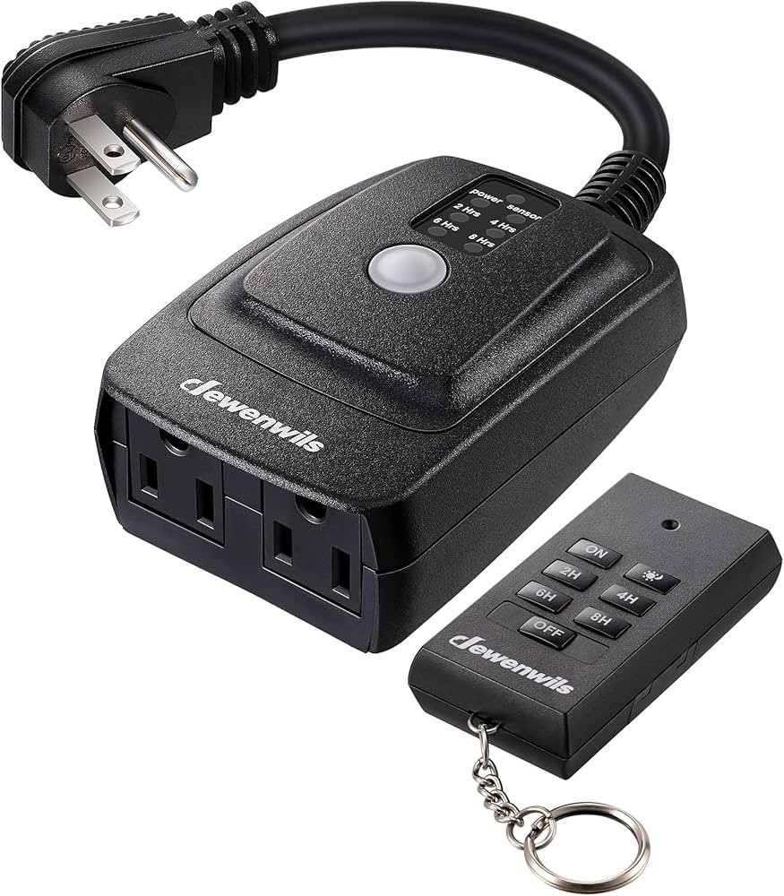 DEWENWILS Light Sensor Timer Waterproof, Plug in Timer Switch, 100 ft Range Remote Control with 2... | Amazon (US)