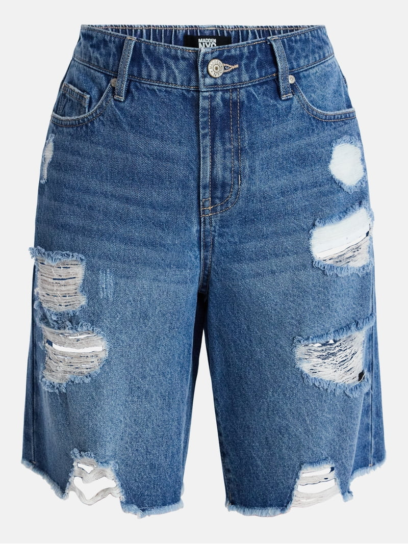 Madden NYC Women\u2019s Distressed Cotton Jorts, Sizes XXS-XXL | Walmart (US)