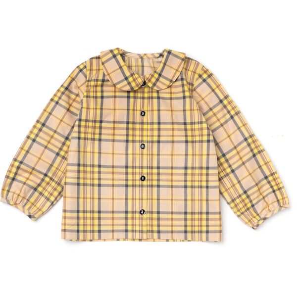 Peter Pan Collar Shirt, Yellow Plaid | Maisonette