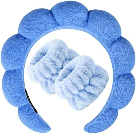 Zkptops Spa Headband for Washing Face Wristband Set Sponge Makeup Skincare Terry Cloth Bubble Sof... | Amazon (US)