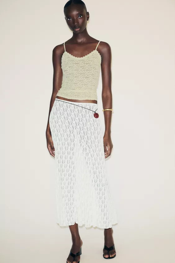 FLARED LACE MAXI SKIRT | Zara UK