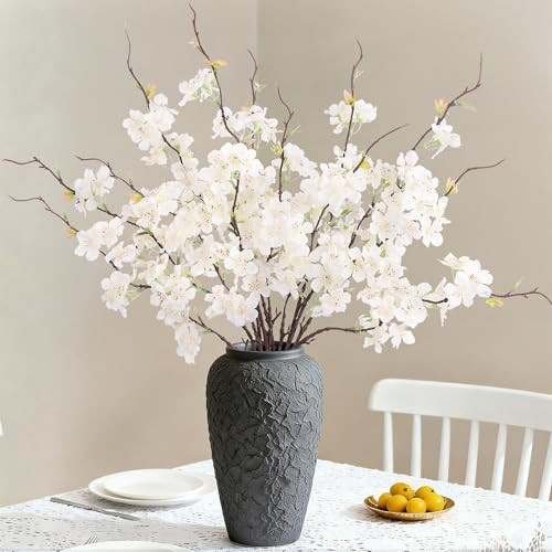INXUGAO 12 PCS Faux Cherry Blossom Branches Decor 22.83 Inch Fake Artificial Cherry Flowers for Home Indoor Decoration Vase Arrangement Table Living Room Bedroom Spring Decor | Amazon (US)