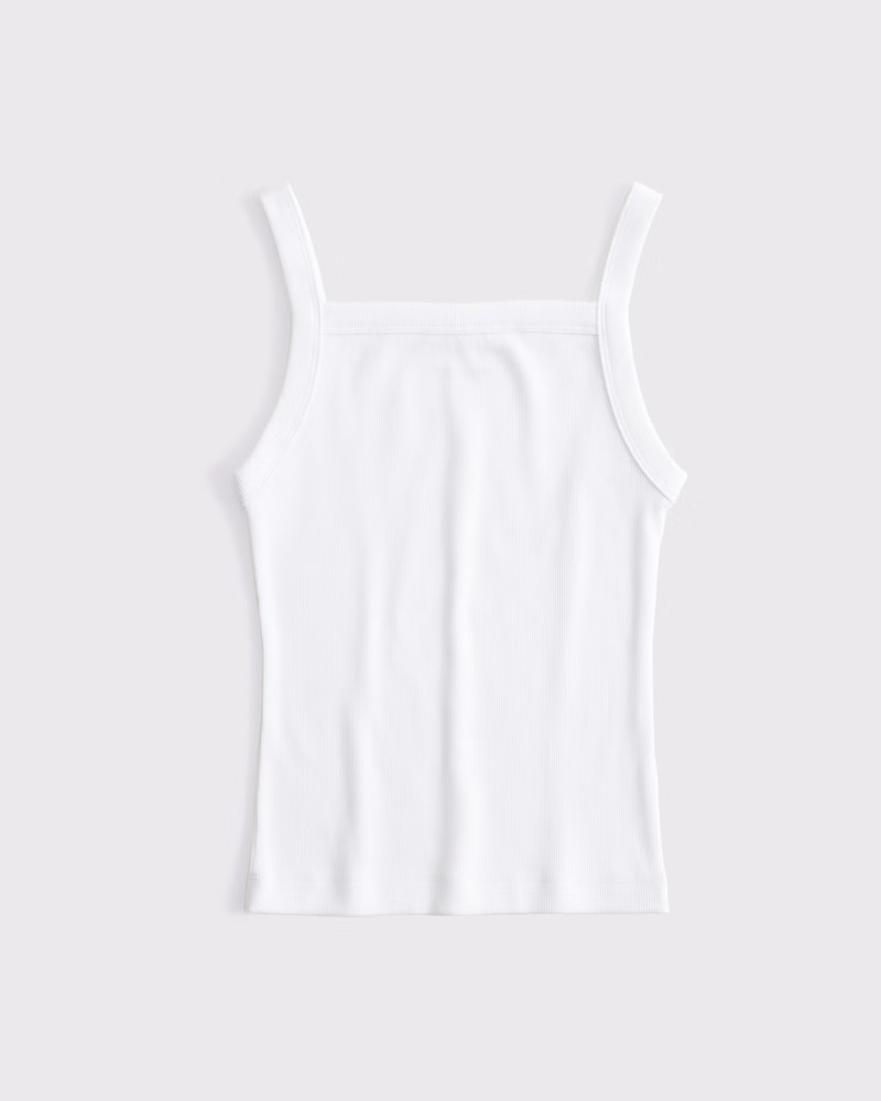 Abercrombie & Fitch Women's Straight Neck Rib Tank in White - Size S | Abercrombie & Fitch (US)