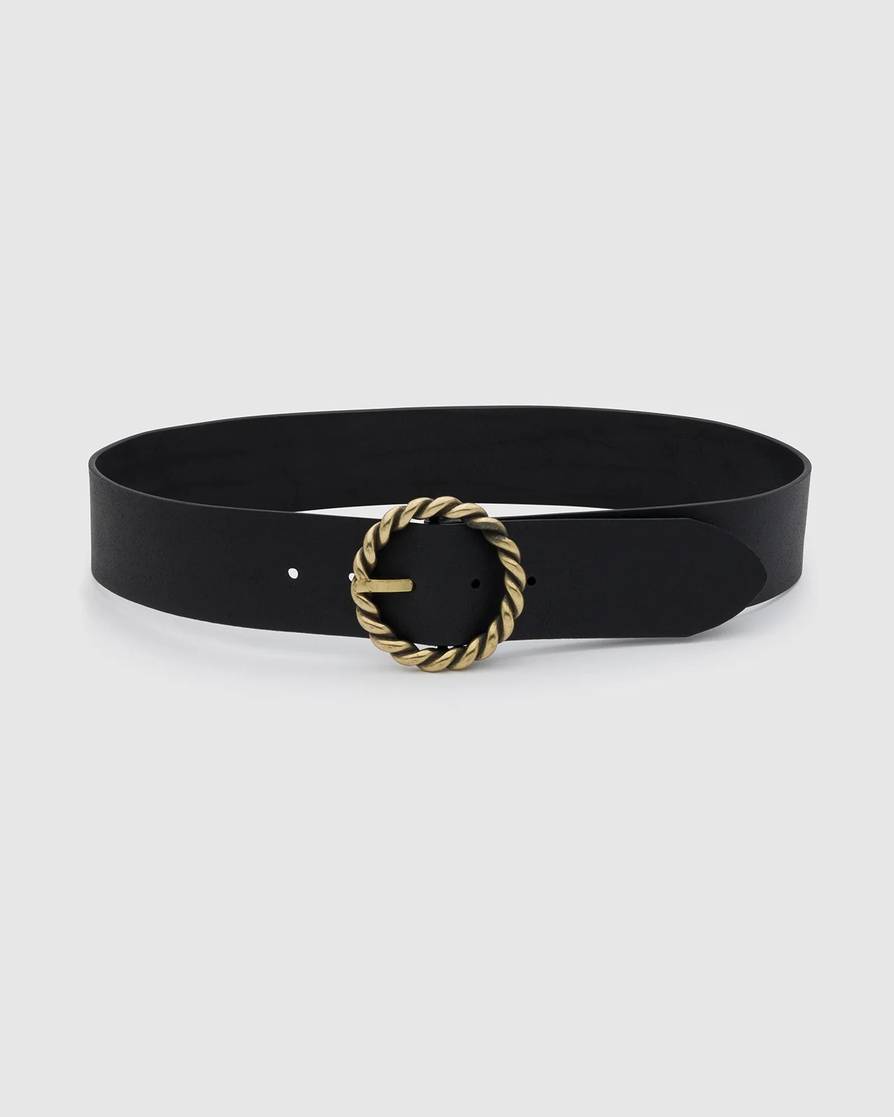 Wide Leather Belt with Metal Rope Twist Buckle | Splendid