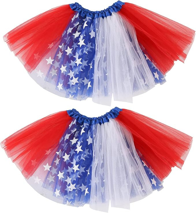 4th of July Tutu Skirt for Girls Independence Day Tutu Tulle Skirt Red White Blue Star Tutu Patri... | Amazon (US)