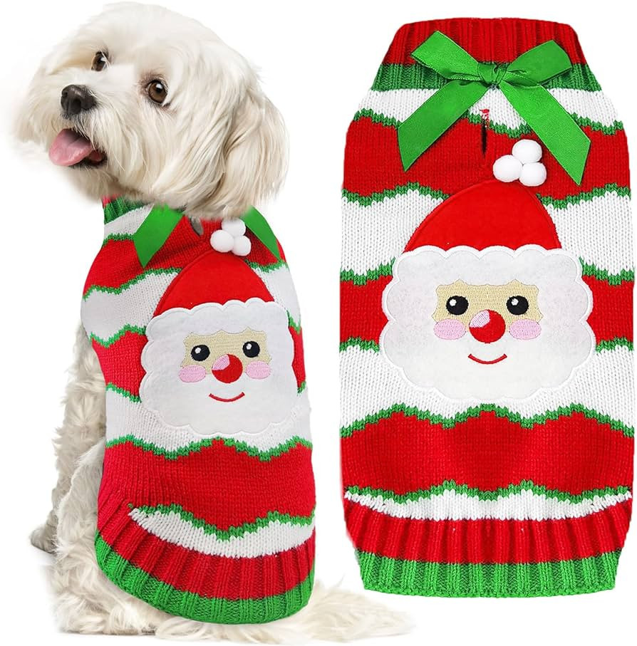 ABRRLO Dog Christmas Sweaters with Leash Hole Santa Claus Xmas Dog Costumes Christmas Dog Outfits... | Amazon (US)