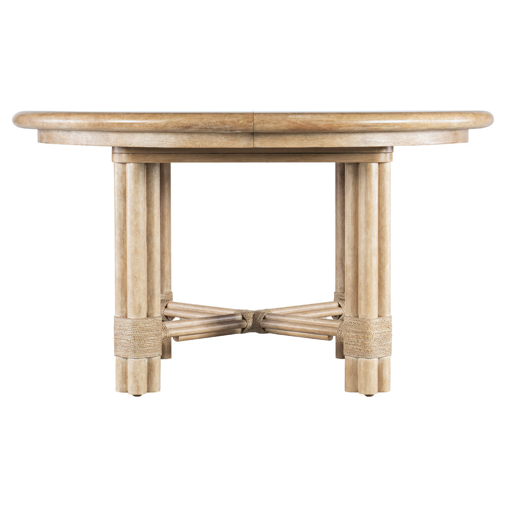 Nigel Coastal Beach Light Oak Round Extendable Dining Table - 54-74 | Kathy Kuo Home