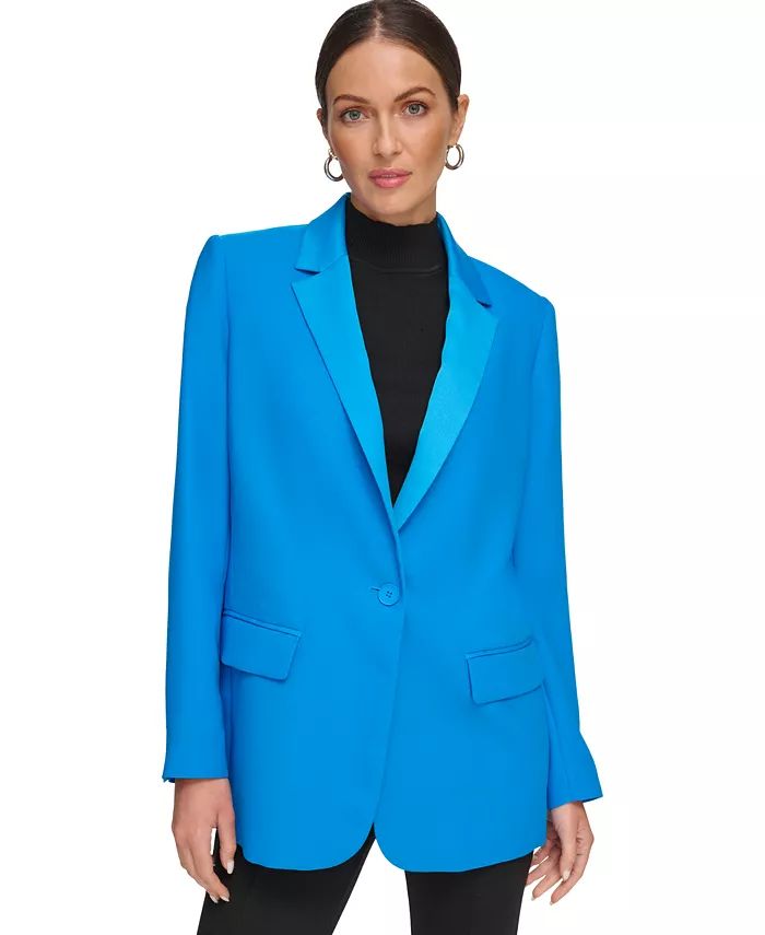 DKNY Women's Frosted Twill One-Button Long-Sleeve Jacket - Macy's | Macy's