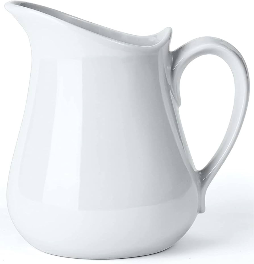 Yedio Porcelain Milk Creamer Pitcher with Handle, 17 Ounce White Porcelain Creamer Pitcher for Co... | Amazon (US)