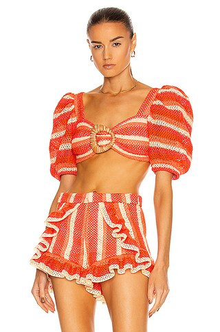 Striped Crochet Cropped Top | FWRD 