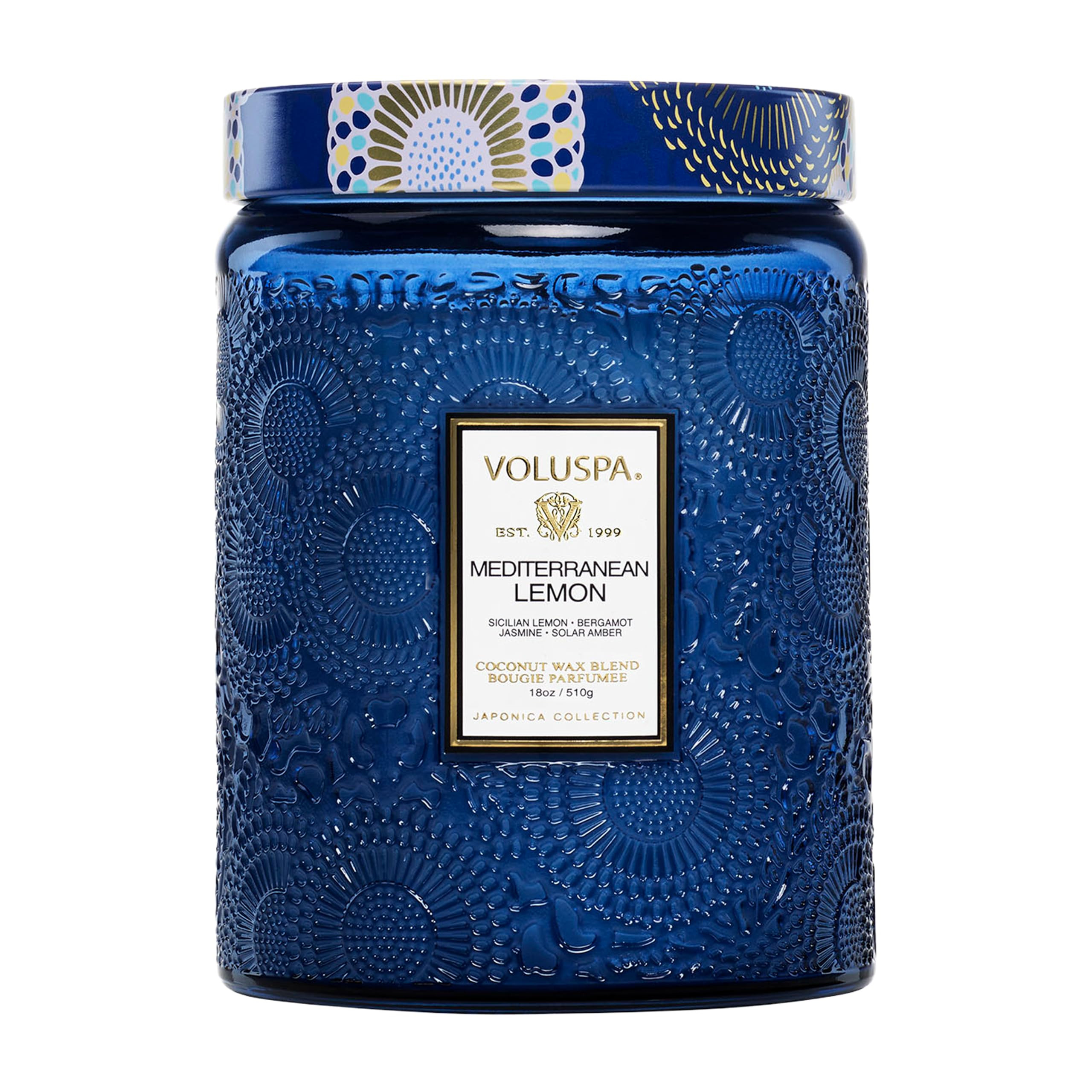 Voluspa Mediterranean Lemon Candle Jar, 18 oz, Coconut Wax Blend, Large Scented Candles for Home,... | Amazon (US)