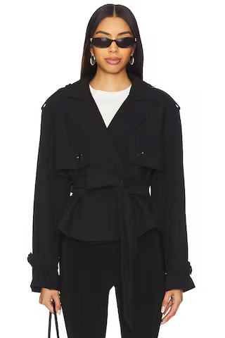 The Cropped Charles Trench in Black | Revolve Clothing (Global)
