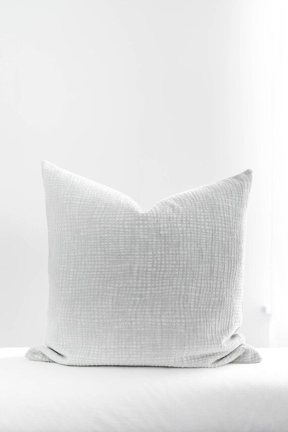 Grey Velvet Textured Pillow Cover, Grey Pillow, Plaid Pillow Cover, Throw Pillow, Decorative Pillow, | Etsy (US)
