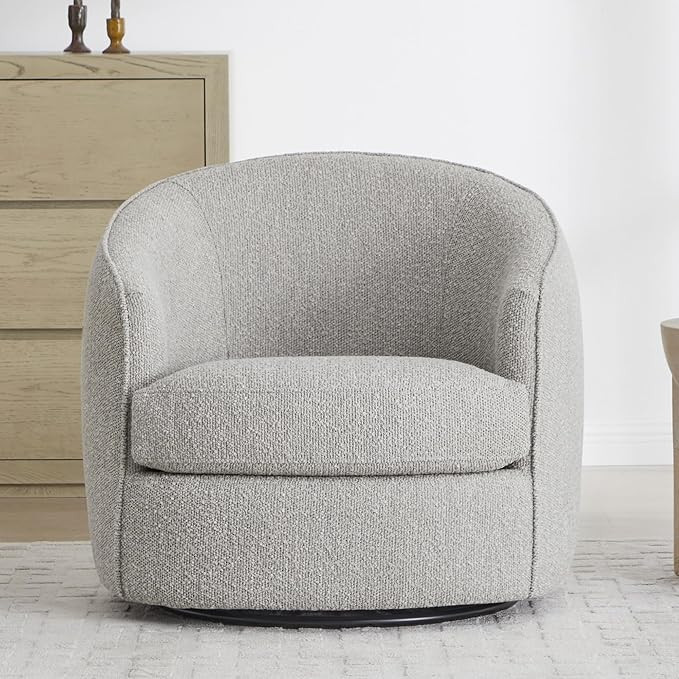 CHITA Swivel Barrel Chair, Modern Comfy Boucle Accent Chair for Living Room, Light Grey | Amazon (US)