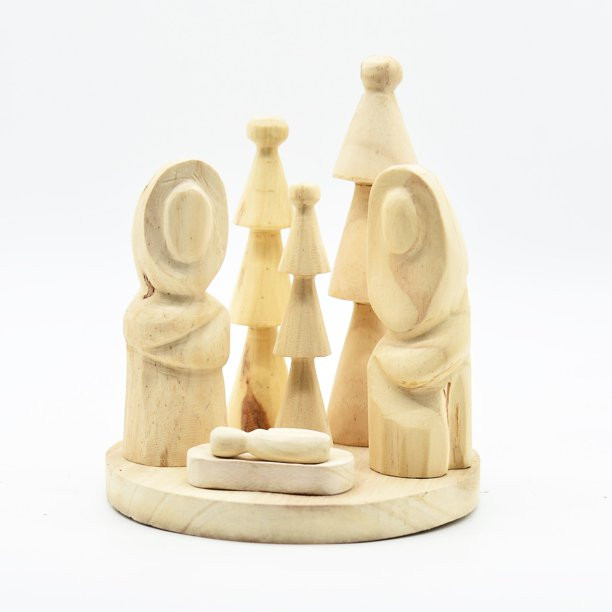 Holiday Time Natural Brown Wood Nativity Scene, Decorative Accent Tabletop Ornament, 8.5"H - Walm... | Walmart (US)