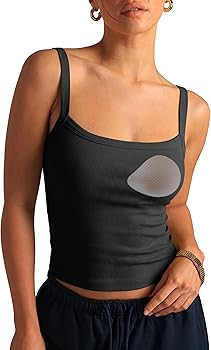 SUUKSESS Women Cotton Rib Padded Tank Tops Sleeveless Spaghetti Strap Square Neck Tops Summer Cam... | Amazon (US)