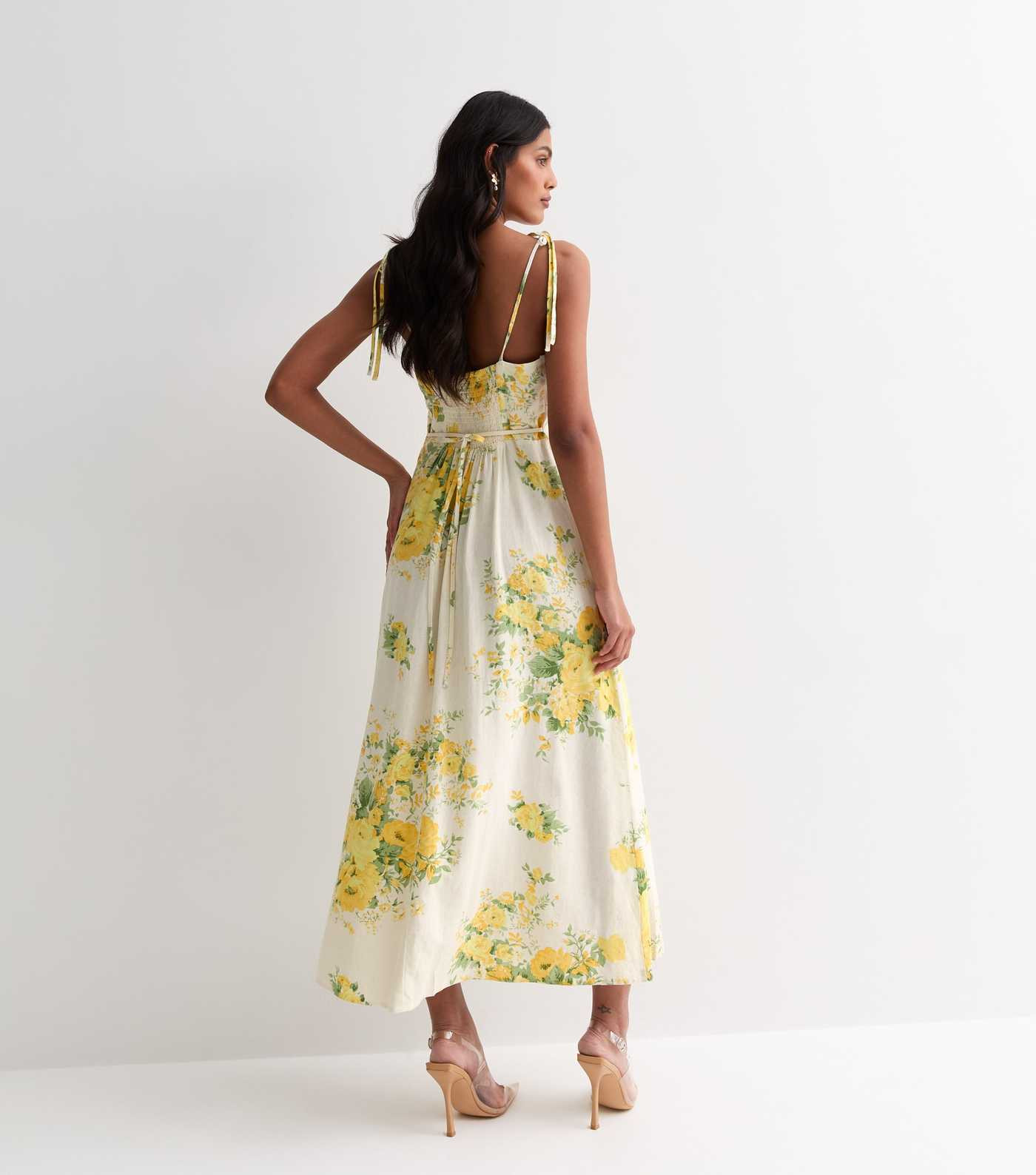Off White Floral Tie-Strap Midi Dress | New Look | New Look (UK)