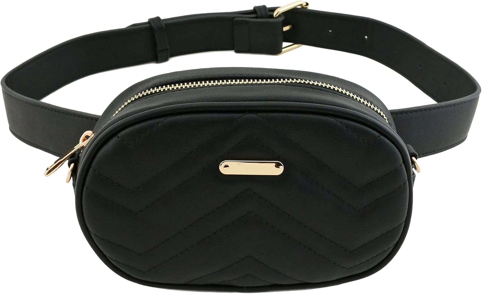 FashionPuzzle Quilted Small Versatile Purse Fanny Pack Waist Bag Crossbody (Black) | Amazon (US)