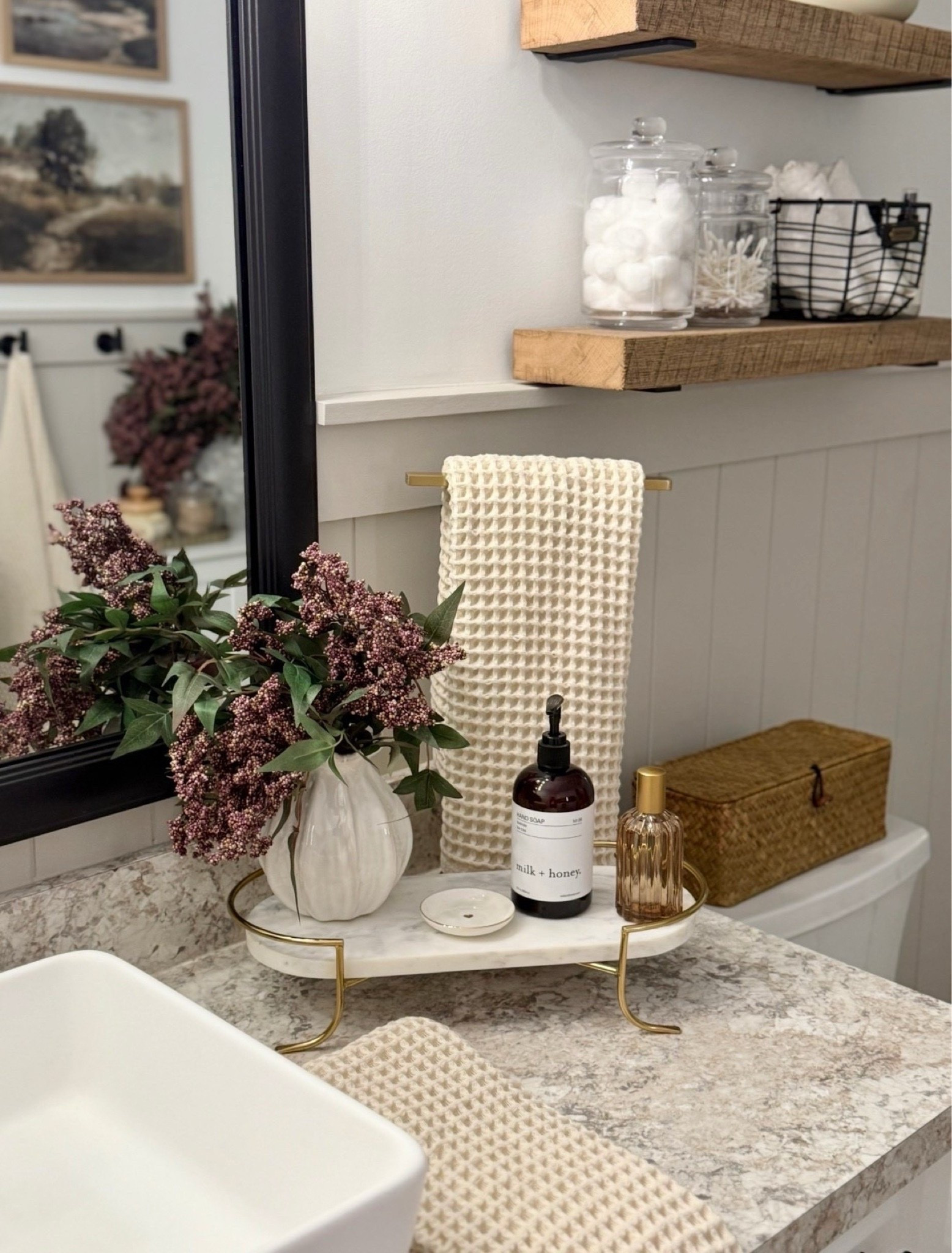Bathroom Countertop Styling with Marble Tray & Neutral Decor

Follow @farmtotablecreations on Instagram for more cozy home finds 🤍

Simple, elevated details that make your bathroom feel instantly put together 🤍 From the marble tray with gold legs to the waffle hand towel and everyday essentials, these pieces create a clean, functional look that still feels warm and styled.

#bathroomdecor #bathroomstorage #countertopdecor #homedecor #neutraldecor

#LTKmorningroutine #LTKSaleAlert #LTKHome