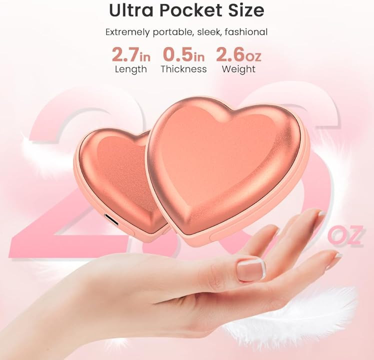 Hand Warmers Rechargeable - 2PCS Cute Heart-Shaped 5200mAh Electric Hand Warmer - Gifts for... | Amazon (US)