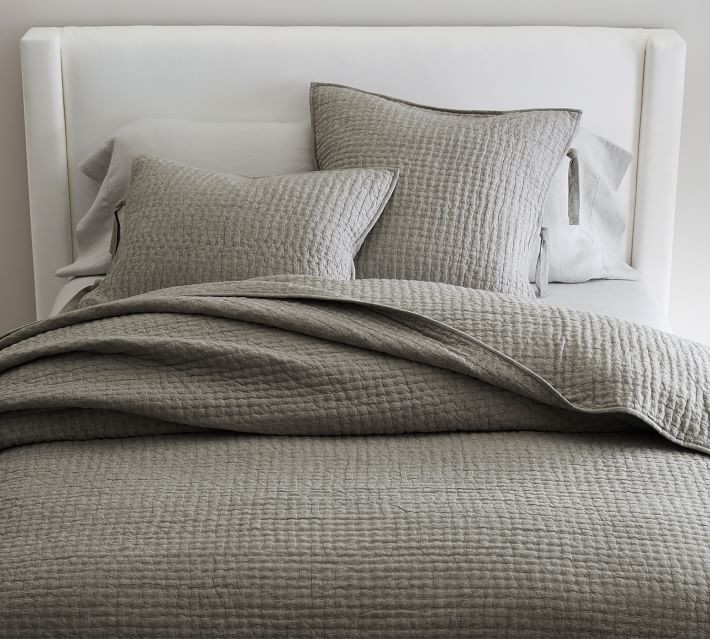 Pick-Stitch Handcrafted Cotton/Linen Quilt | Pottery Barn (US)