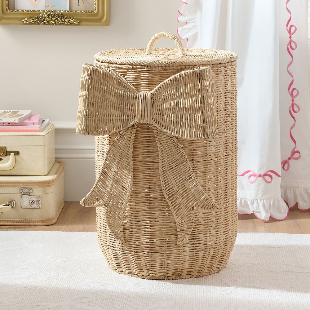 LoveShackFancy Woven Bow Lidded Hamper (18"x26") | Pottery Barn Teen
