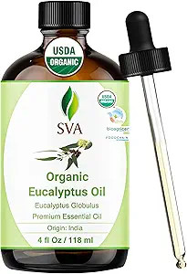 SVA Eucalyptus Essential Oil Organic – 4 Fl Oz – 100% Natural Organic Eucalyptus Oil - for Di... | Amazon (US)
