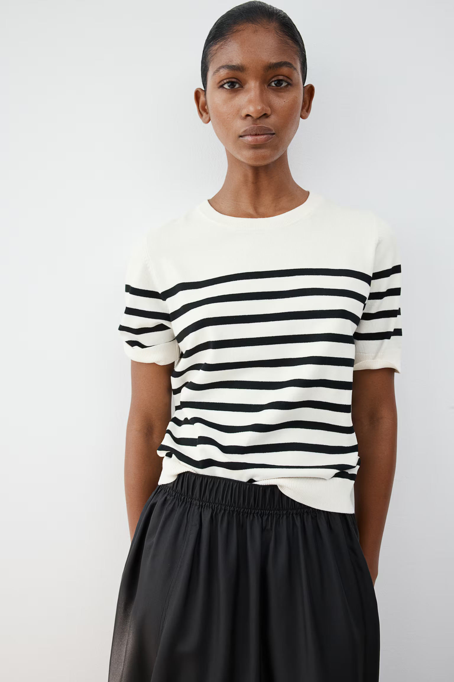 Fine Knit Top - Cream/Stripe - Ladies | H&M AU | H&M (AU)