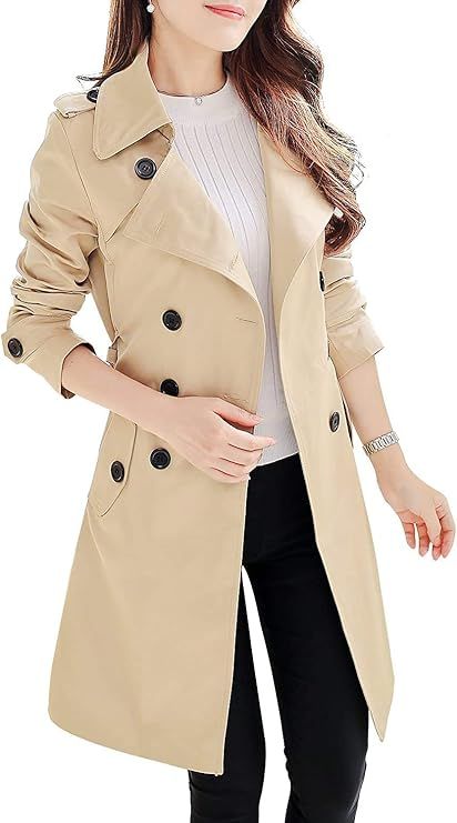 NANJUN Women's Double Breasted Trench Coat | Amazon (US)