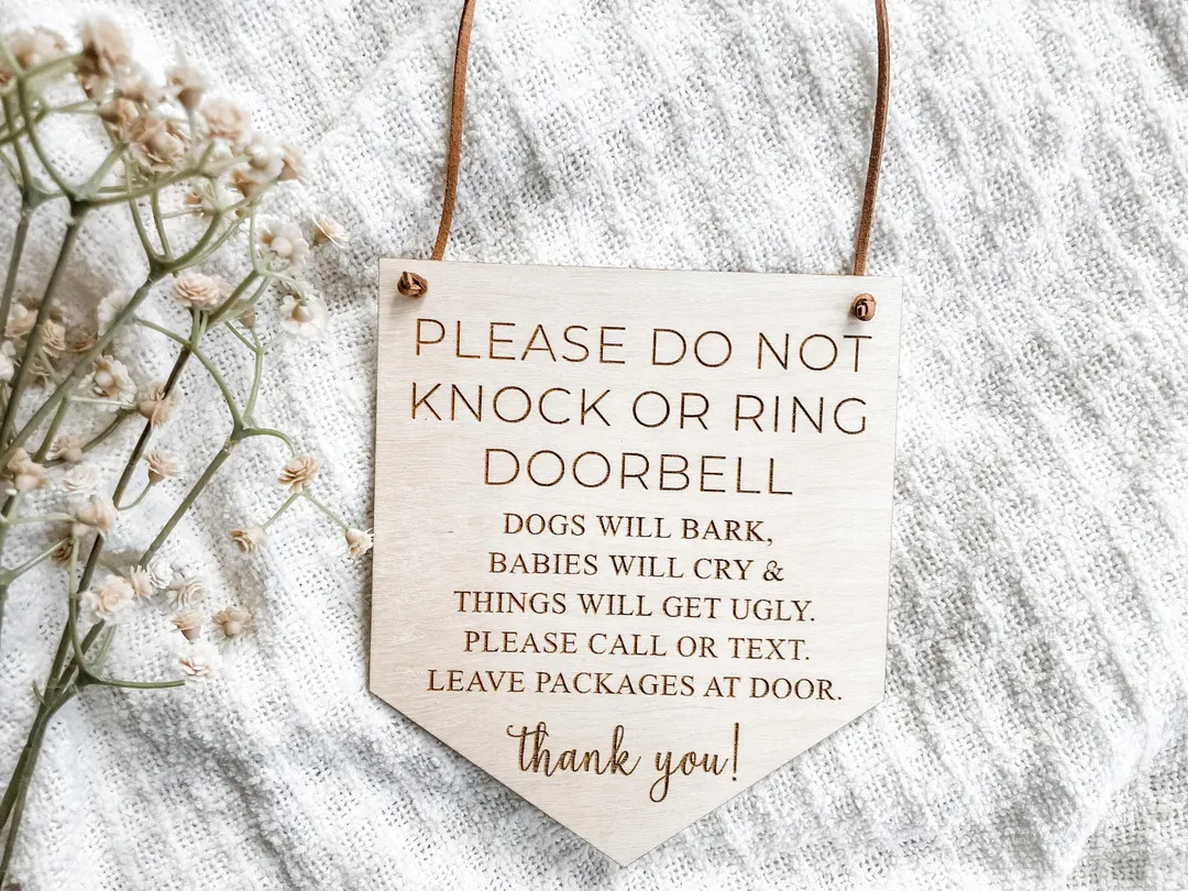 Baby Sleeping Sign, Don't Ring Doorbell, Front Door Sign, Do Not Disturb Sign, Do Not Knock Sign,... | Etsy (US)