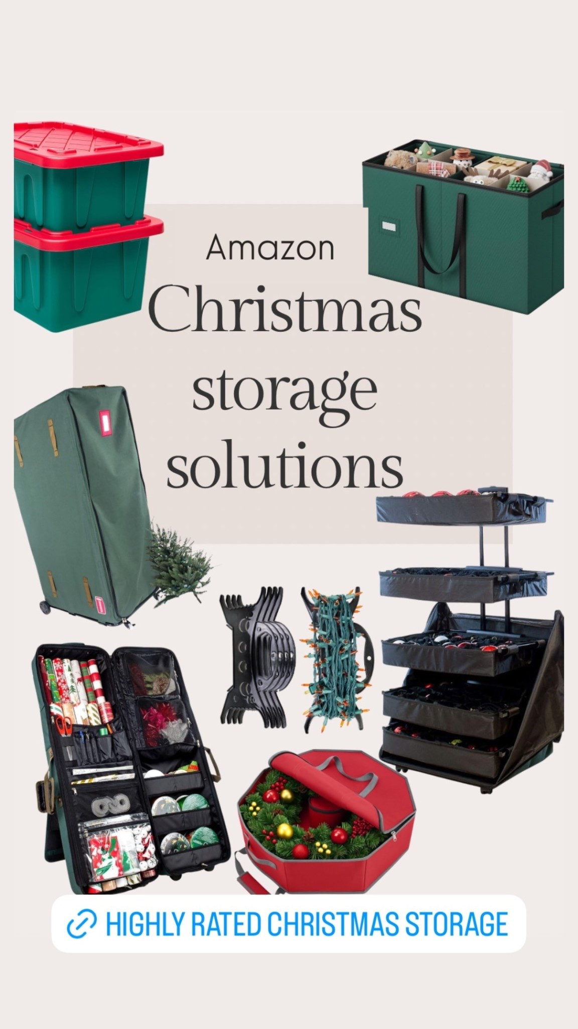 Highly rated Christmas storage options on Amazon. 🎄 Includes storage containers, ornament storage, wreath bags, gift wrap storage, Christmas tree bags and more  

#LTKHome #LTKHoliday
