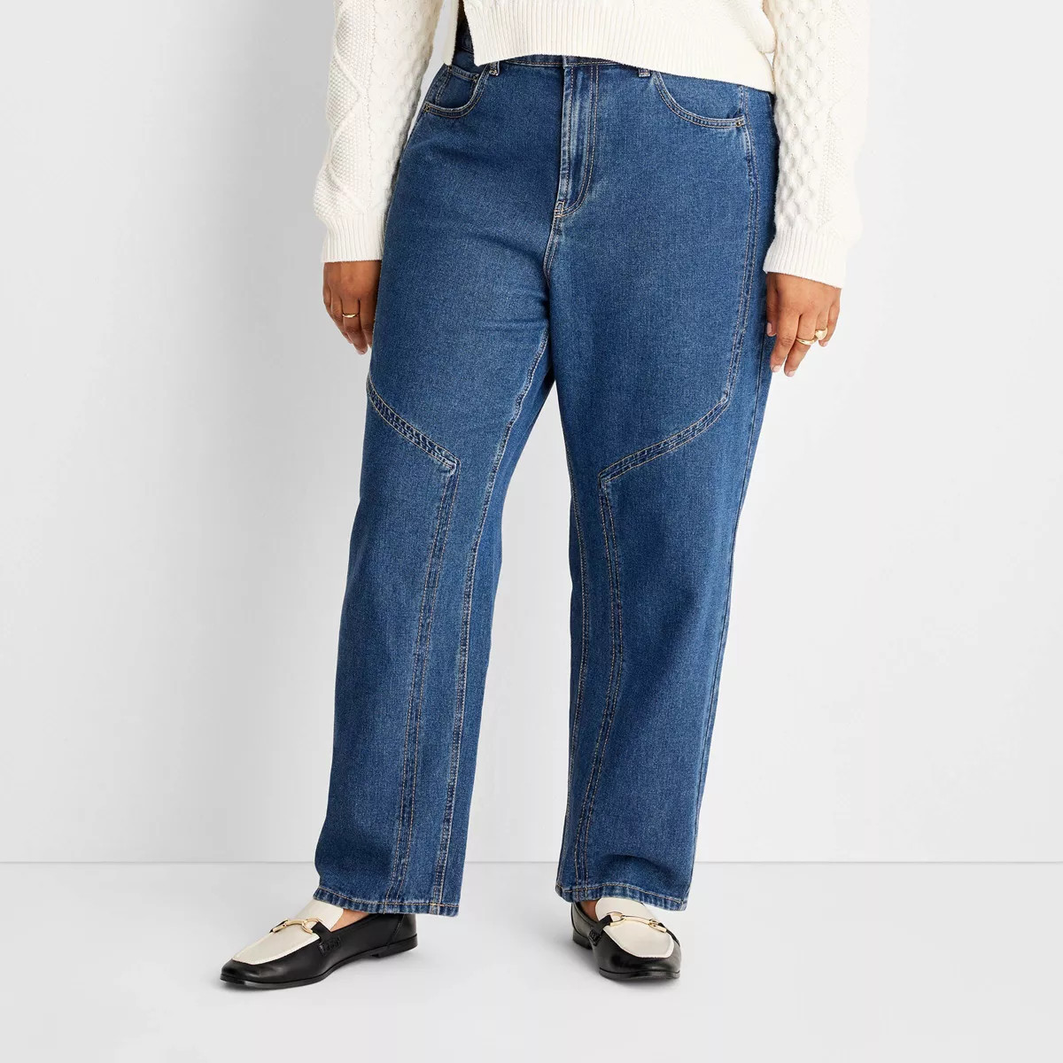 Women's Western Seamed Denim Straight Pant - Future Collective™ with Reese Blutstein Dark Blue | Target