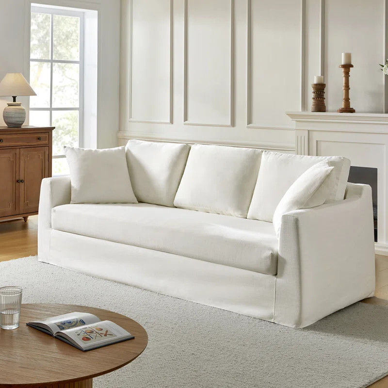 Wimberly 85" Farmhouse Upholstered Slipcovered Sofa | Wayfair North America
