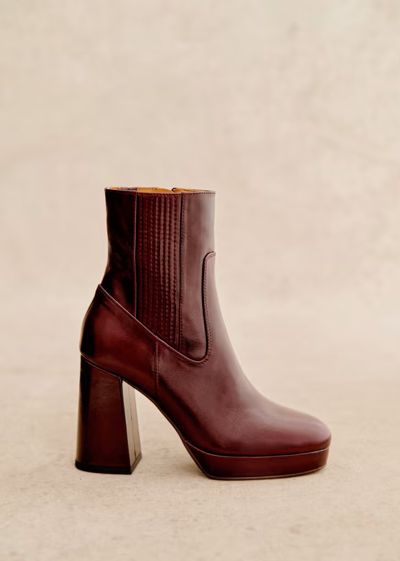 Bottines High Cassie - Bordeaux Lisse - Sézane | Sezane Paris
