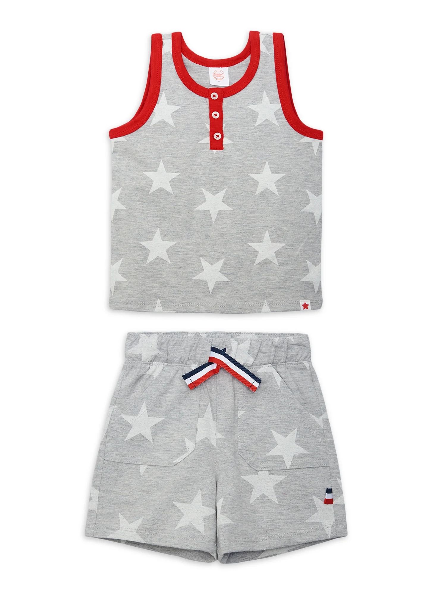 Wonder Nation Toddler Boys’ Americana Print Tank Top and Shorts Set, 2-Piece, Sizes 12M-5T | Walmart (US)